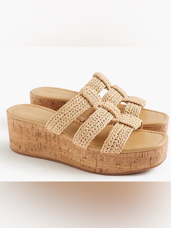 J. Crew Factory Shoes - J. Crew Caged Platform Wedges Raffia Sandal Size 9 NWT